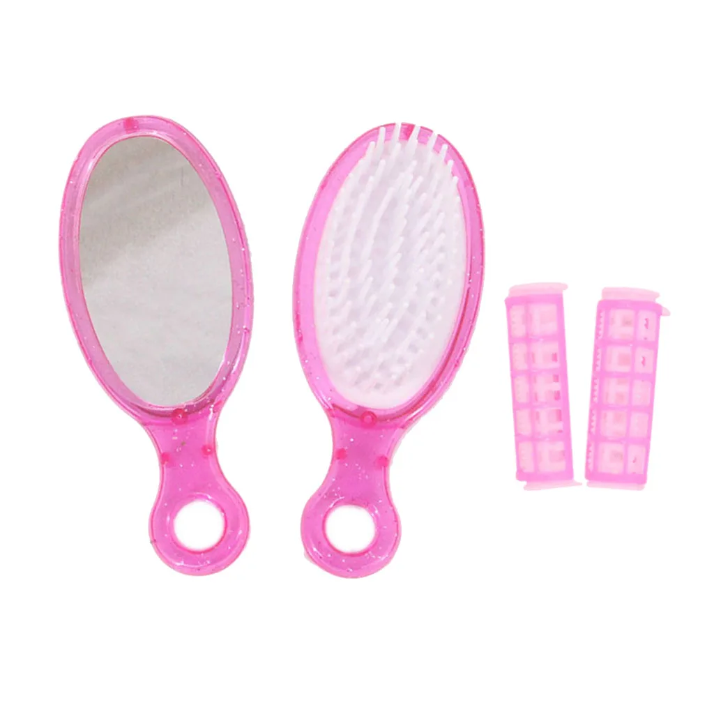 Baby doll Adorable Plastic Hair Roller Curler Brush Mirror Stylist Play Set for American Doll & Other 18-inch Dolls Accessories