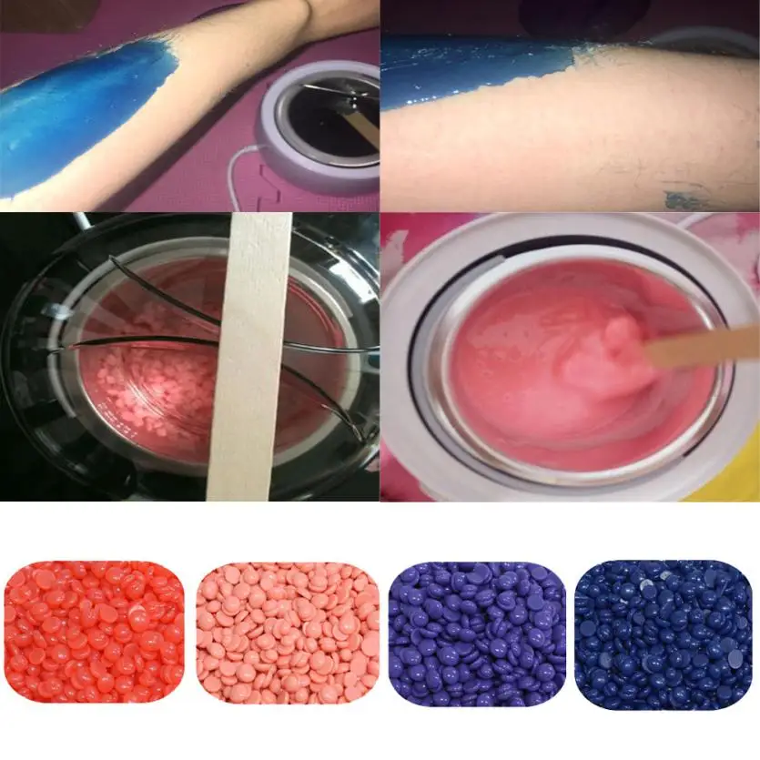 4pcs/set 200g Removal Cream Different Color No Strip Depilatory Hot Film Hard Wax Pellet Waxing