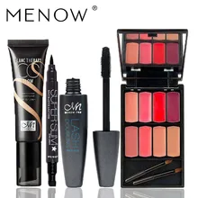 MENOW Марка Макияж комплект 4 шт. косметики в том числе 8-цвет губ сливы и CC крем, тушь для ресниц и ультра-тонкой Подводка для глаз 5308/b