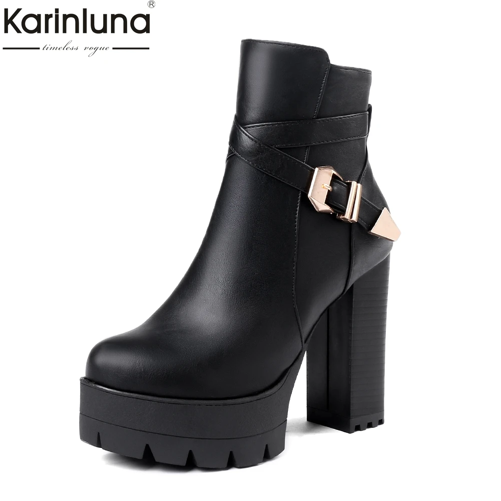 

KARINLUNA 2018 Large Size 33-43 Cool Sexy Platform women's Shoes Woman Ankle Boots Fashion Winter Motorcycles Boots Woman Shoes