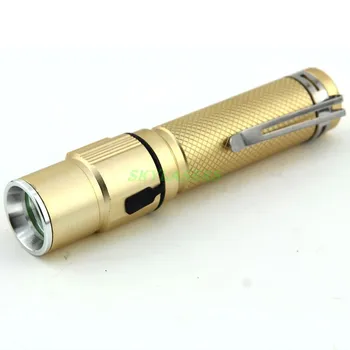 

2000LM 3-Modes Grid antiskid Rechargeable Mini LED Flashlight Torch With Clip (18650 / Not Included) Gold