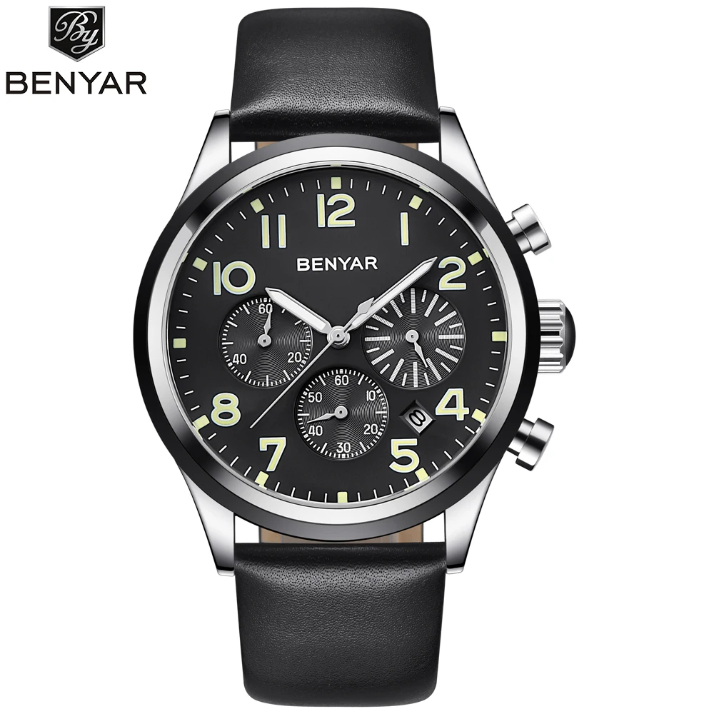 

BENYAR Watches Men Brand Quartz Watch erkek kol saati Fashion Chronograph Luminous watch Sport Clock Male Relogio Masculino