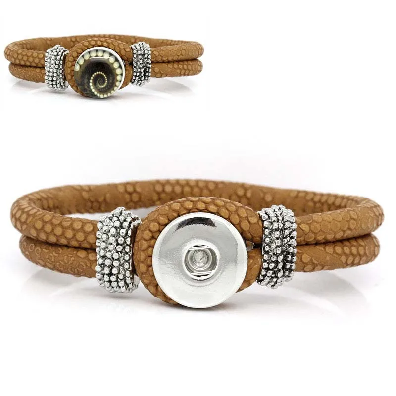 Personality PU Leather Snap Bracelets Fit 18mm Snap Buttons