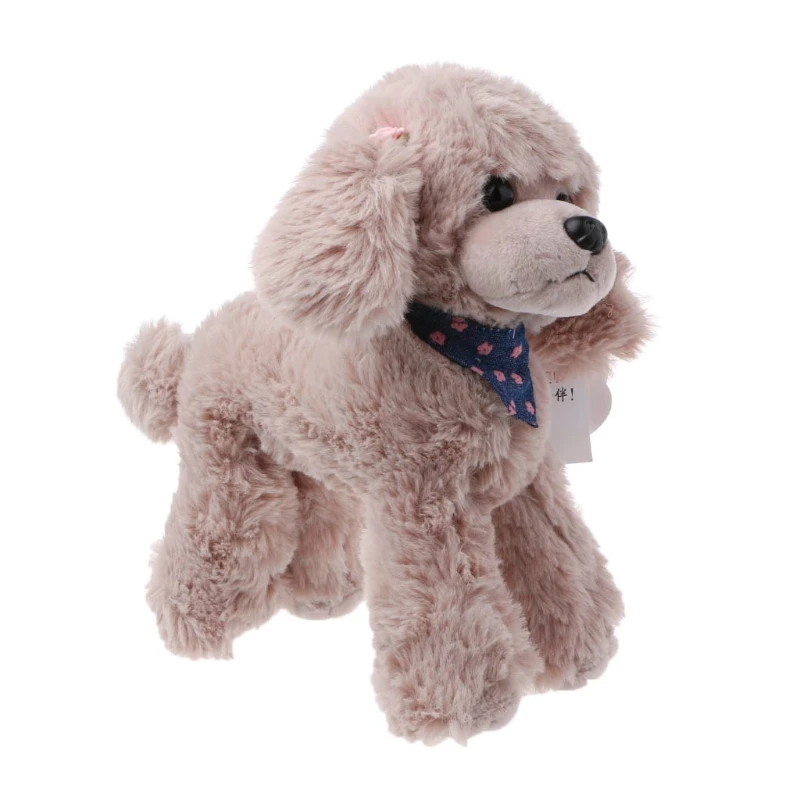 Плюшевые игрушки собаки Пудель высокая имитация Детские Подарки кукла чучела прекрасный шарф - Цвет: Розовый