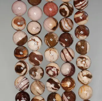 

10mm African Zebra Jasper Gemstone Brown Swirls Round Loose Beads 7.5 inch Half Strand (90184402-355)