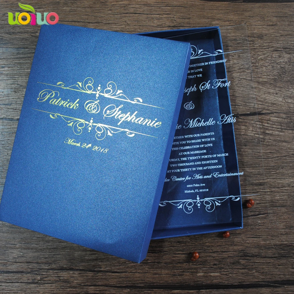 

Hot sell acrylic card invitation card blank wedding box for invitation card