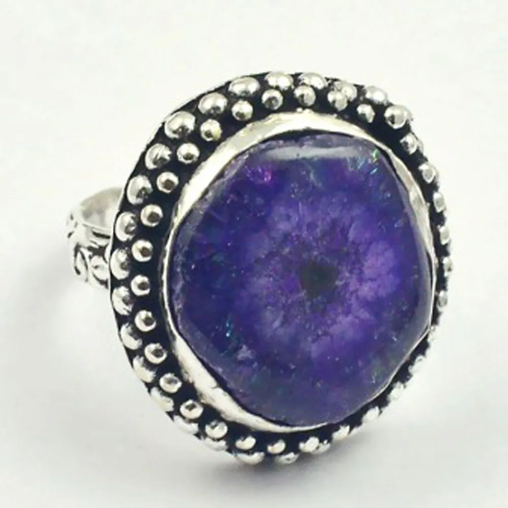 

Solar Quarts Ring Silver Overlay over Copper, USA Size 8 , R3426