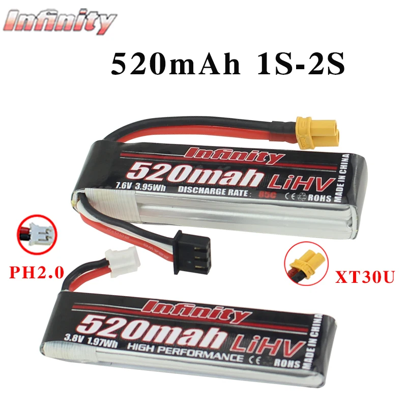 5 шт. батарея Infinity Lipo 520 мАч 1S 2S 3 8 V 7 6 85C FPV с Amass XT30 XT30U/PH2.0 разъем для крытых гоночных