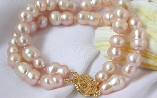 

Z5547 REAL 8" 11mm pink round freshwater cultured pearl bracelet @^Noble style Natural Fine jewe SHIPPING new >>free shipping