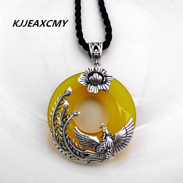 

925 sterling silver Thai silver natural white topaz pulp black onyx pendant Phoenix sweater chain pendant female shipping