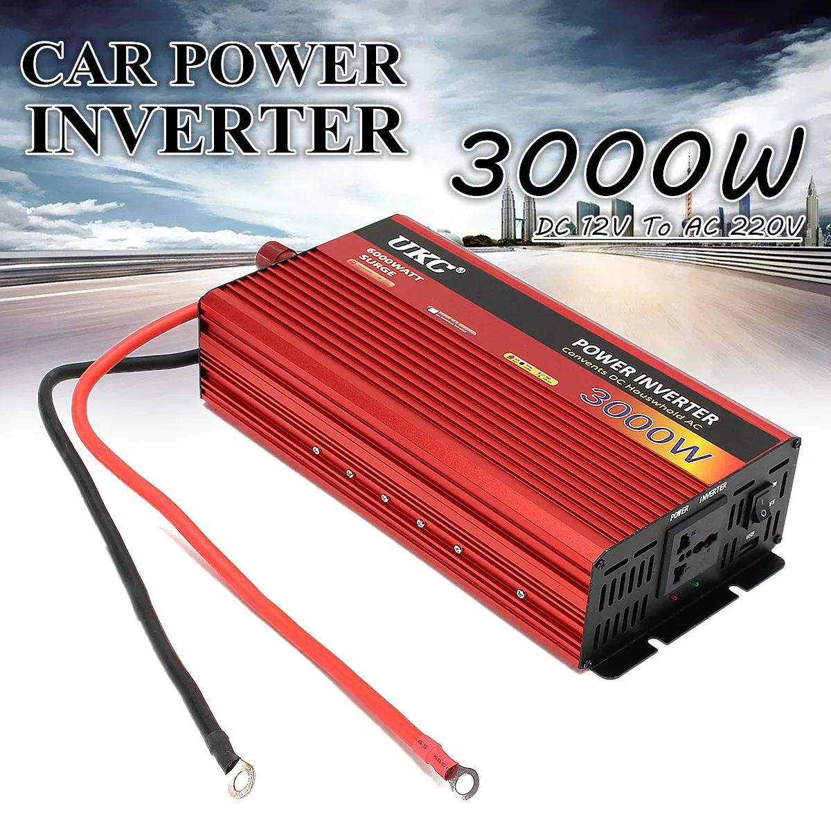 

3000W DC 12V To AC 220V Portable Car Modified Sine Wave Power Inverters Converter 80% Inverter Efficiency Built-in Cooling Fan