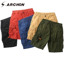 S. ARCHON повседневные мужские хлопковые шорты Карго военные тактические шорты с множеством карманов пляжные шорты гибкие классические мужские брюки
