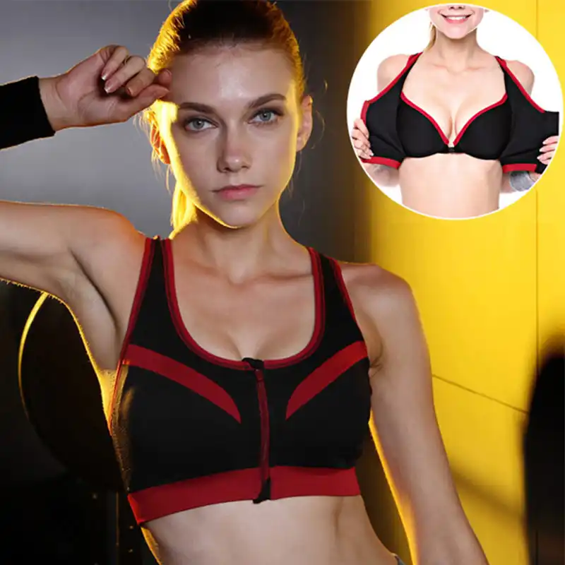 unzipping sports bra