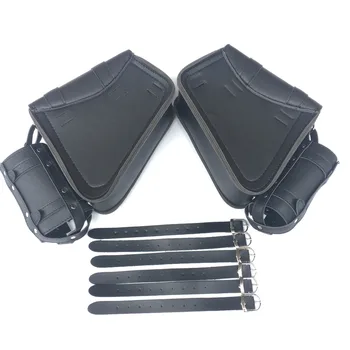 

2x Universal Motorcycle PU Leather Saddle bags Cruiser Side Storage Tool Pouches For Harley Sportster XL883 XL1200