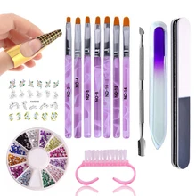 Bittb 7 шт. УФ-акриловые насадки для инструментов набор кистей для рисования ногтей Стразы для наращивания стекла пилочка для ногтей кутикулы толкатель кисти