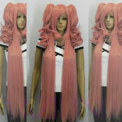 

N820 vogue women Pink Long Wavy Cosplay 2 Clip-On Ponytail fancy dress wigs hair wig