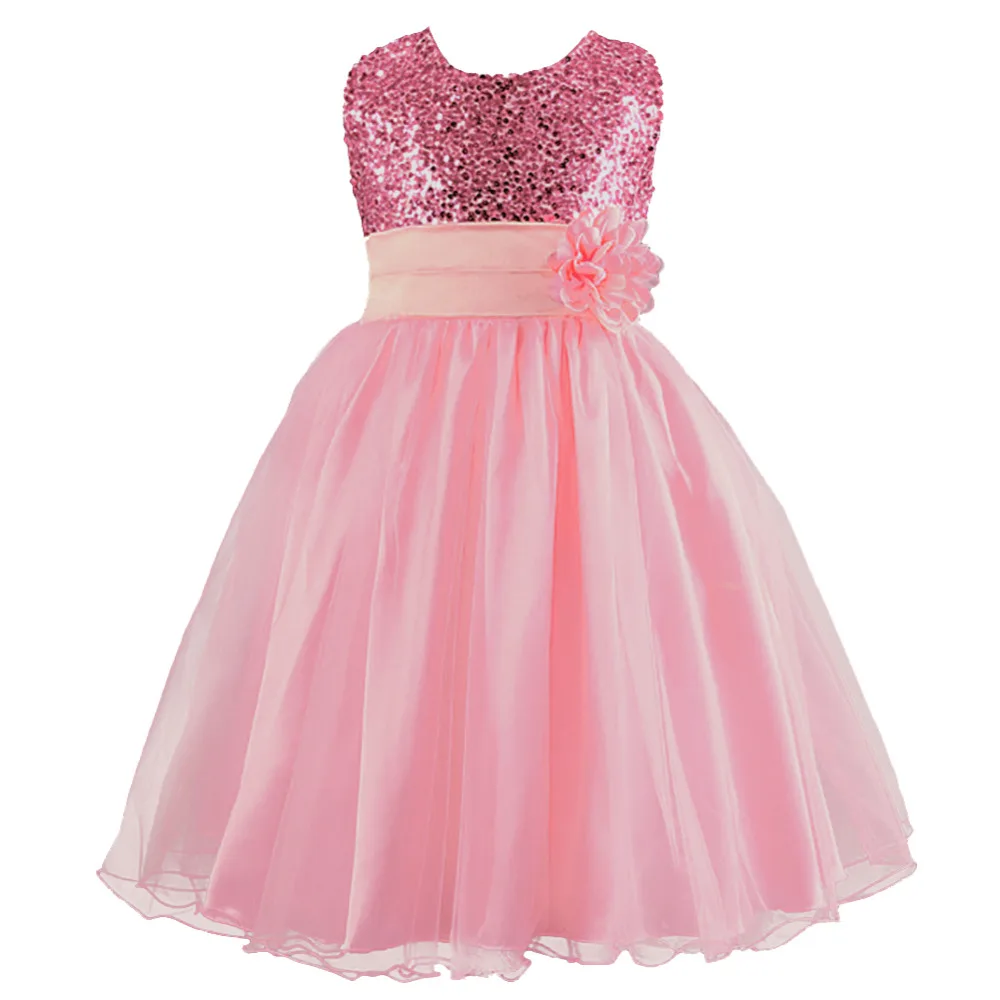 Flower Girl Dress beige Sequined Tulle Hi lo Wedding Party Dress Summer