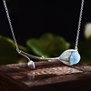 Lotus Fun Real 925 Sterling Silver Natural Stone Handmade Designer Fine Jewelry Elegant Lotus Buds Necklace for Women ► Photo 2/6
