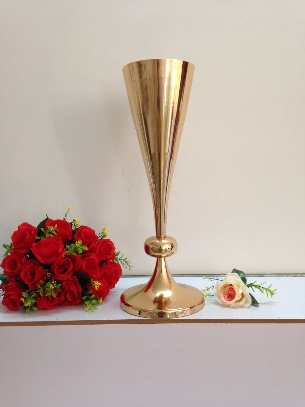 Свадебный центральный 54 см(21,") Золотой Стол центральный свадебный цветочная ваза; для свадьбы украшения 10 шт./партия