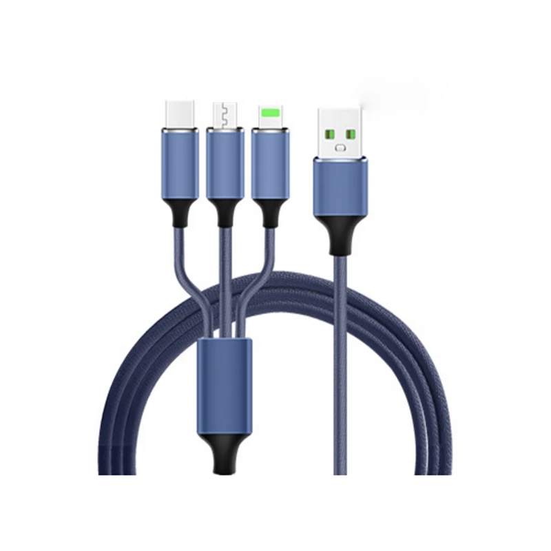 3 в 1 3 в 1 3 в 1 USB кабель 2A Быстрая зарядка Micro USB+ кабель type C 120 см нейлоновый плетеный кабель для samsung Xiaomi HUAWEI ASUS - Цвет: Light Blue