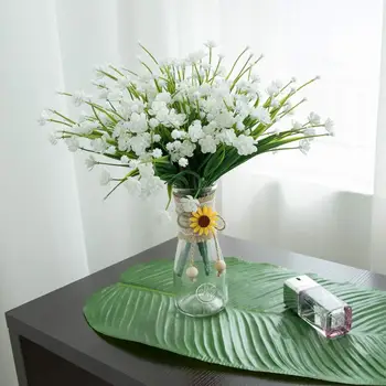 

4 pcs Artificial Flowers Fake Outdoor Faux Plants Greenery Daffodils White Shrubs Plastic Bushes Indoor