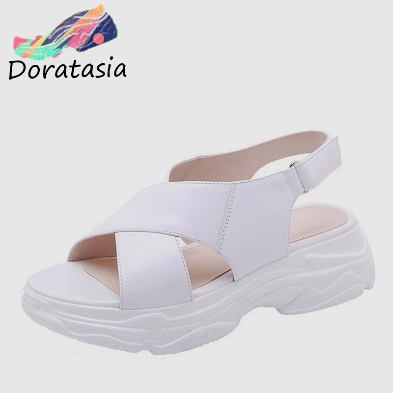 

DORATASIA 2019 Brand New women's Genuine Leather Ladies Flat With Shoes Woman Casual Party Office Summer women's Sandals