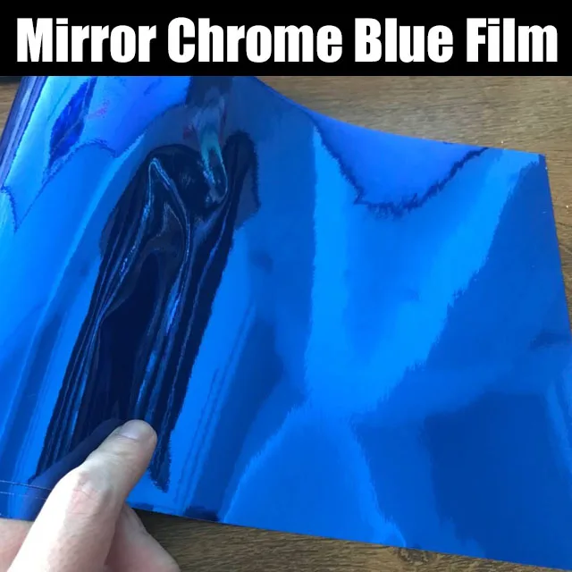 

High stretchable Blue Chrome Mirror Vinyl Wrap Sheet Roll Film Car Sticker Decal Sheet