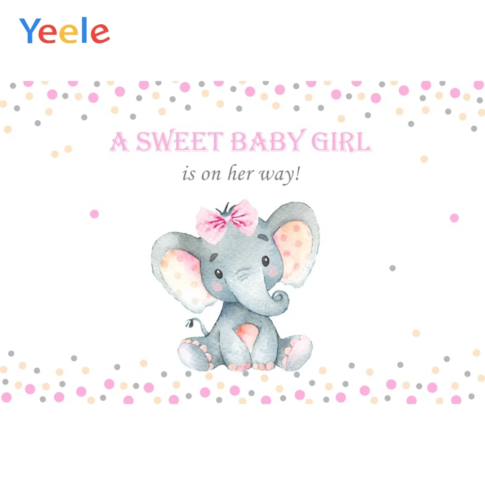 

Yeele Pink Dot Elephant Baby Shower Photography Backgrounds Newborn Girl Birthday Party Photographic Backdrops For Photo Studio