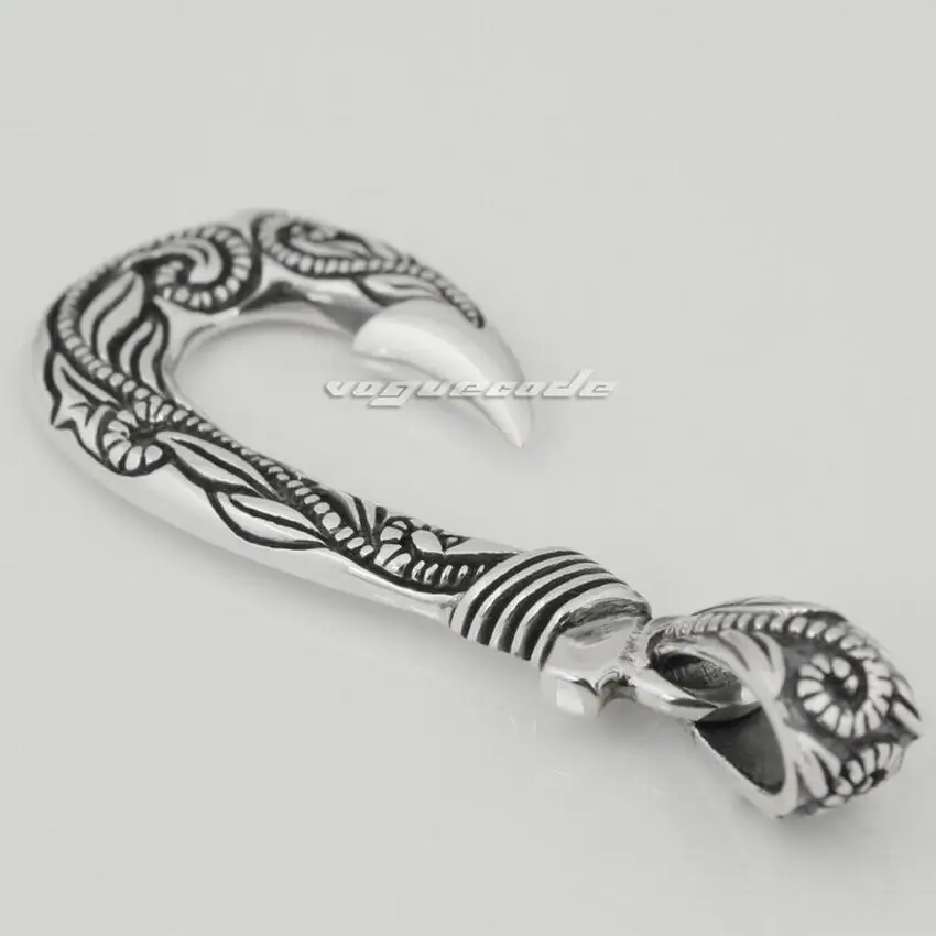 LINSION 925 пробы Мужская подвеска в стиле панк рок для байкеров 8P011|biker pendant|silver fish