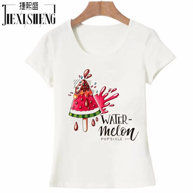 Funny Watermelon Printed Women T shirt Casual Summer Short Sleeve O-neck  T-Shirt Plus size white Tops Camiseta Feminina
