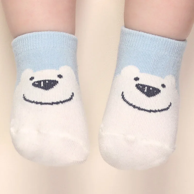 Милые весенне-осенние носки для малышей милые Асимметричные нескользящие носки из хлопка для новорожденных мальчиков и девочек, зимние носки для малышей - Цвет: bear