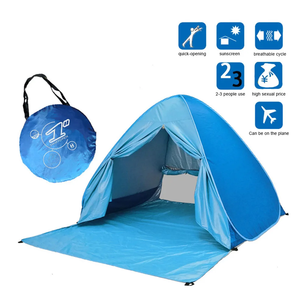 

Portable Beach Tent Anti-UV Automatic Pop Up Sun Protection Umbrella Camping BB55