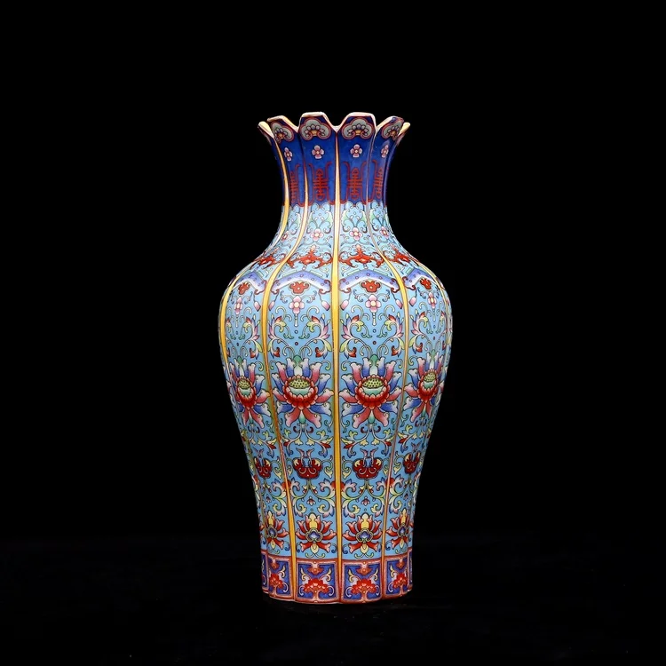 Креативная Античная китайская Классическая керамическая ваза Цин для украшения дома, офиса, отеля, фарфоровая ваза для цветов