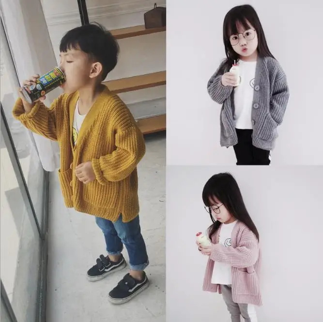 

Wholesale Girls Knitted Sweater Cotton Autumn Winter Kids Cardigan (pick size)