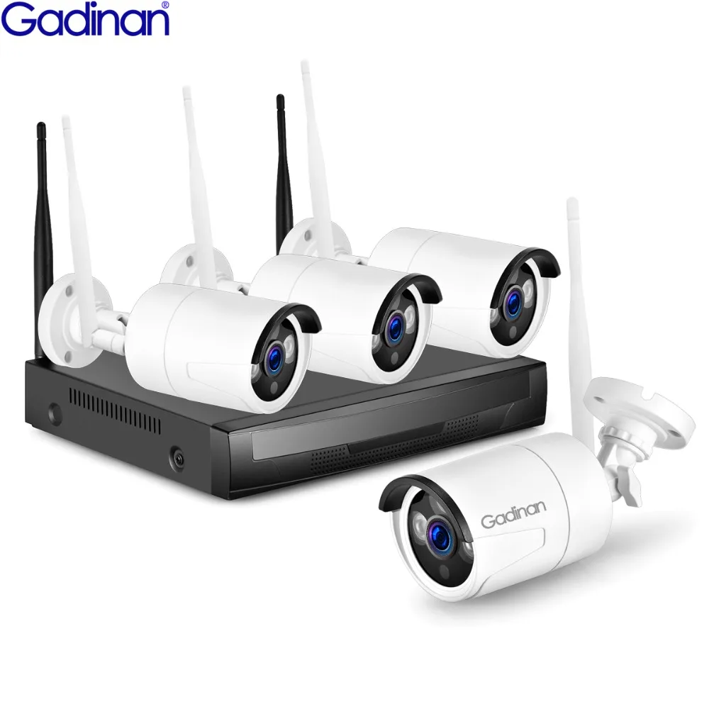 

GADINAN 4CH WiFi CCTV System 720P 1080P P2P Indoor Outdoor IR IP Camera Surveillance Set Home Security Wireless NVR Kit XMeye