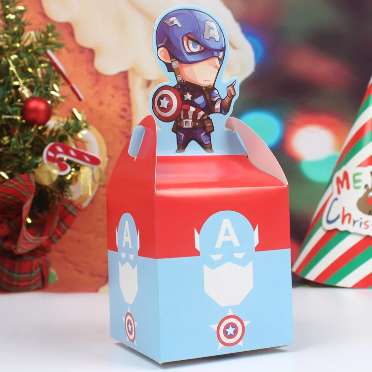 10/20 штук супер-Герой мультфильма вечерние поставки коробка конфет Baby Shower Детские День рождения выступает подарочную коробку с рождественскими конфетами Apple Коробки