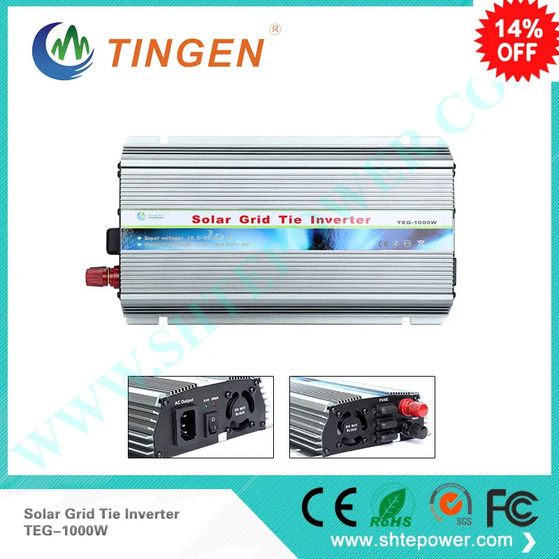 

Solar inverter for home on grid tie 1000w 1kw 800w dc input 10.8-30v to ac output 220v 110v mppt solar panel