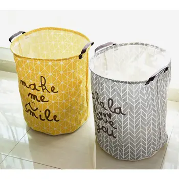 

Foldable Laundry Basket Hamper Waterproof Cotton and Linen Barrel Toy Clothes Basket Bra Necktie Socks Clothing Storage Box