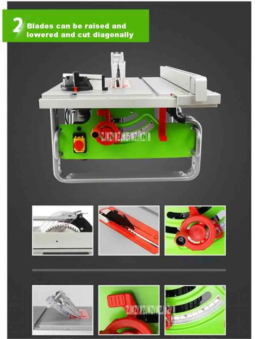 10 дюймов многофункциональный Настольный станок для резки мелкая бытовая деревообрабатывающая Высокая точный раздвижной стол пила 72558 мкФ 220V 1600W