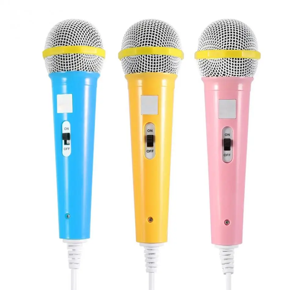 Детский микрофон для прослушивания музыки и видео, микрофон для вечеринки для детей, синий, желтый, розовый