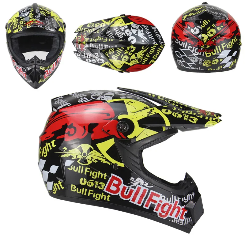 Moto rcycle ATV шлем Мужской Мото шлем высшего качества casco capacete moto cross off road moto cross Racing Шлем DH MTB DOT - Color: black Bullfight