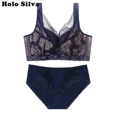Набор бюстгальтеров пуш-ап размера плюс 80-115 C, D, E, F, для женщин, сексуальные трусики и бюстгальтер, набор бюстгальтеров с тонкой чашкой, L-XXXL Размер