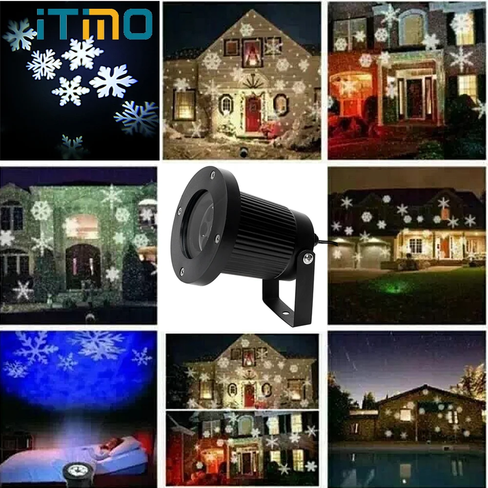 

ITimo Moving Snow Laser Projector Lamp Waterproof New Year Christmas Holiday Lighting Garden Landscape Snowflake LED Stage Light