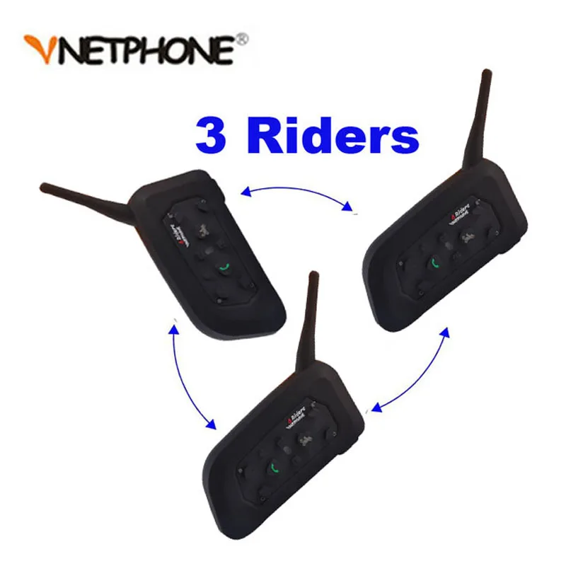 

3PCS V6 1200M Motorcycle Bluetooth Helmet Intercom Full Duplex for 6 riders BT Wireless motocicleta Interphone Headsets