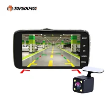 Topsource 4 «IPS экран мини Видеорегистраторы для автомобилей Full HD спереди 1080 P назад 720 P Двойной объектив заднего вида Камера регистраторы МТА 8328 P с ADAS LDWS