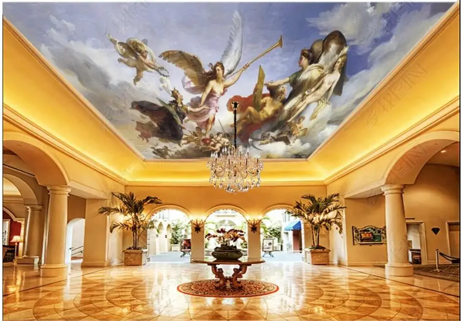 

custom 3d ceiling murals wallpaper European mythical figure angel flying home decor 3d wall murals wallpaper for living room