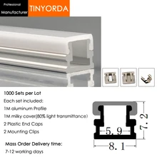 Tinyorda 1000 шт.(длина 1 м) светодиодный профиль Alu светодиодный профиль канала для 5 мм Светодиодные полосы света 1 м светодиодный профиль Alu профильный кабельный канал