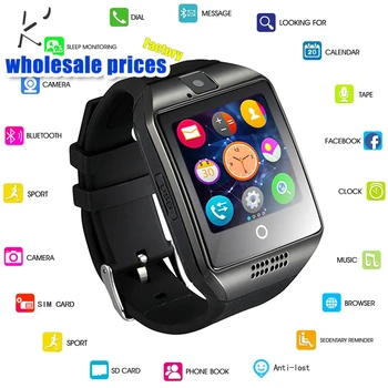 

K' 3C GEJIAN Q18 Passometer Smart watch with Touch Screen Camera support TF card Bluetooth smartwatch for Android IOS Phone
