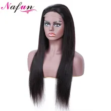 NAFUN 4X4 кружева закрытие волос парики для вечеринок натуральный Цвет бразильский прямая шнуровка, парики человеческих волос парики для чернокожих Для женщин
