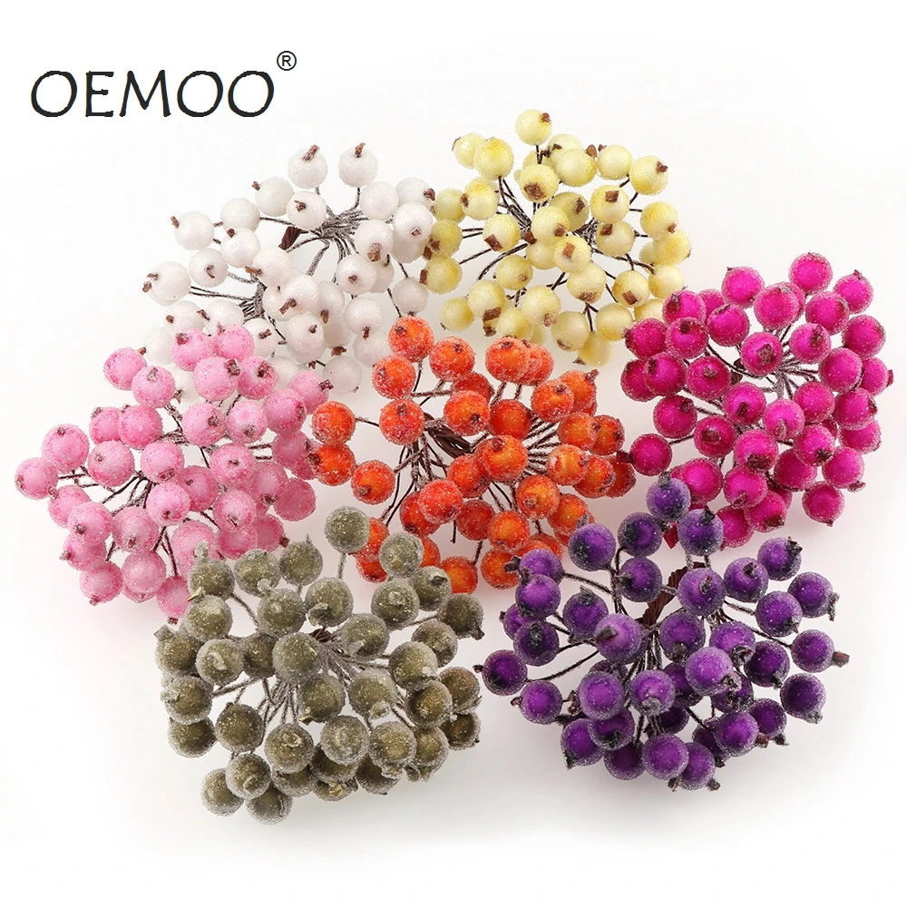 

20Pcs/lot Mini Fake Fruit Small Berries Artificial Flower cherry Stamen Wedding Home Christmas Decorative Double heads